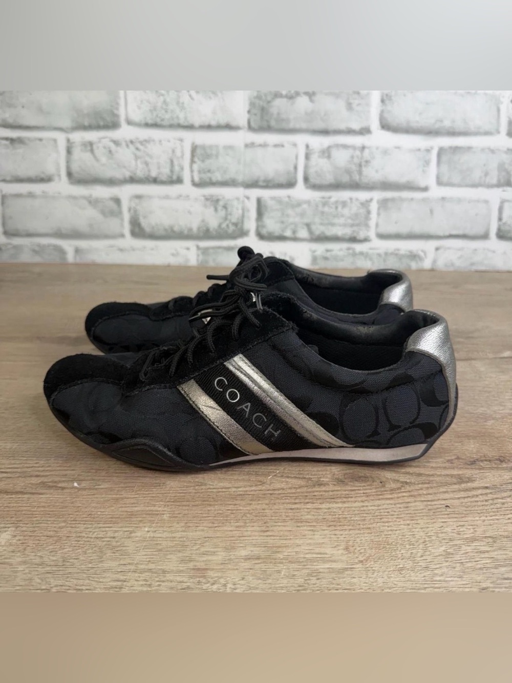 Coach Black Sneakers with Silver Stripe Accent-W 9.5/M 8